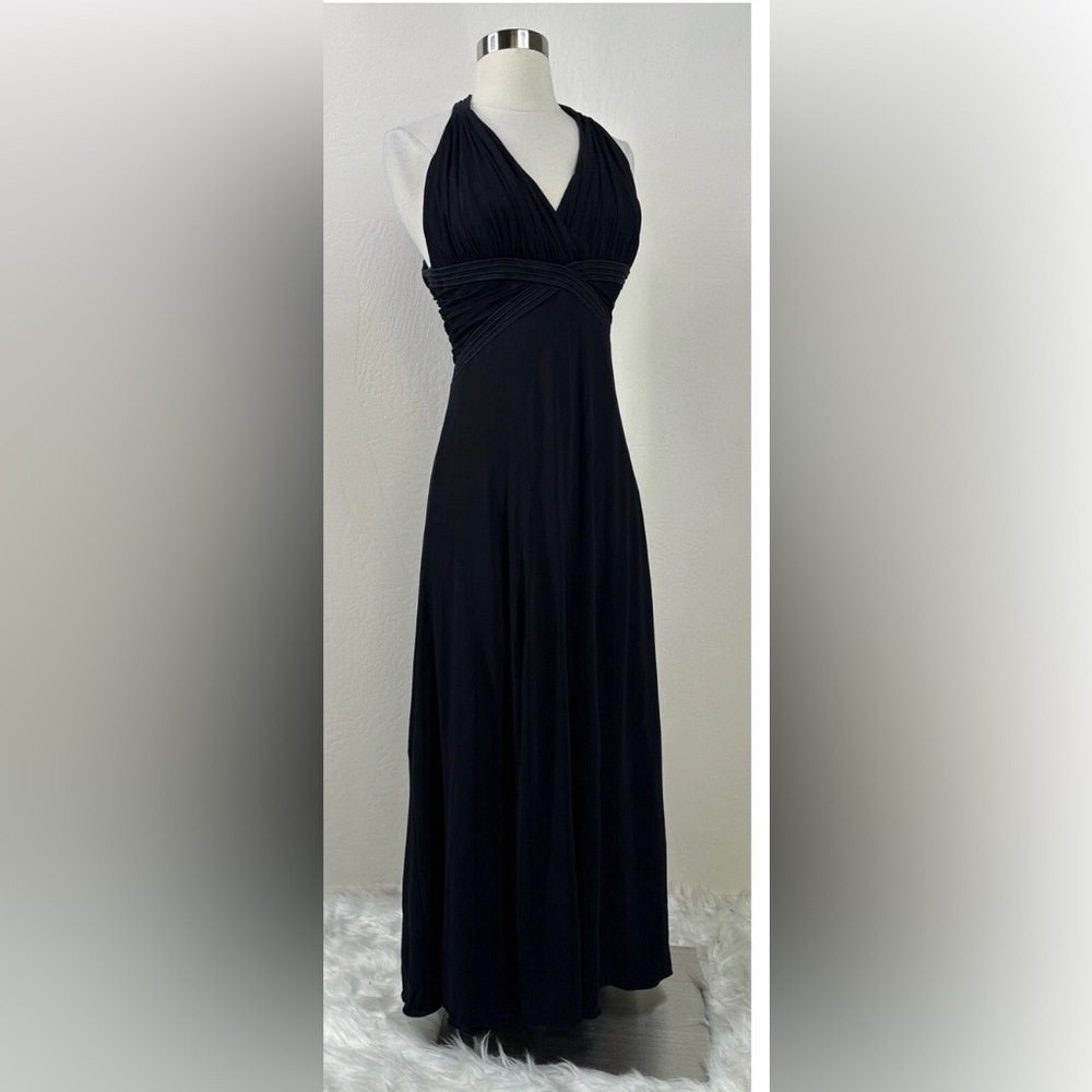BADGLEY  Mischka Black halter jersey Maxi Evening Dress
